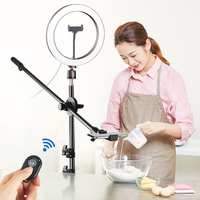 Fotografia Led wideo lampa pierścieniowa koło wypełnienie oświetlenie zdjęcie z kamery Studio telefon lampa do Selfie z stojak trójnóg ramię wysięgnika Youtube 1